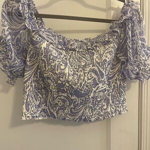 Express- Live your Mykonos Dream- Aegean blue airy smocked top.